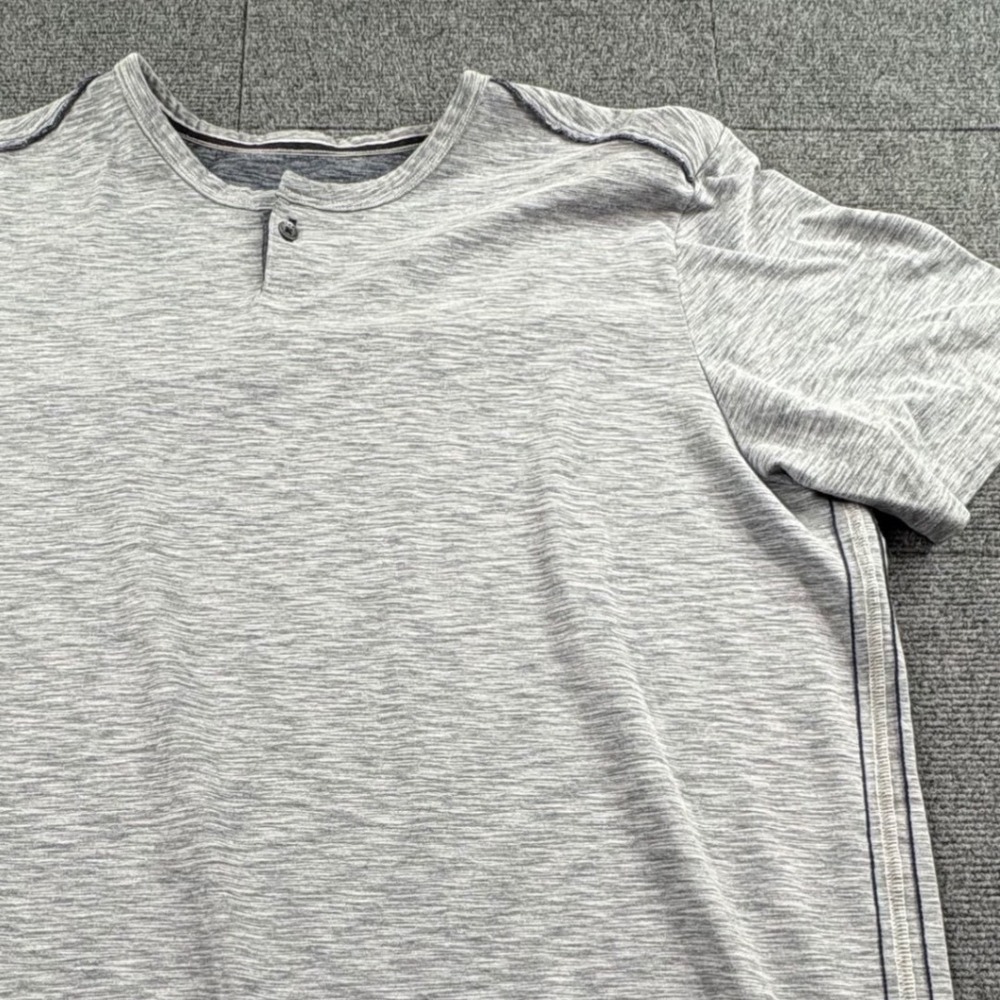 Tommy Bahama IslandZone Mens XL Gray Space Dye Henley Short Sleeve UPF 30 Shirt